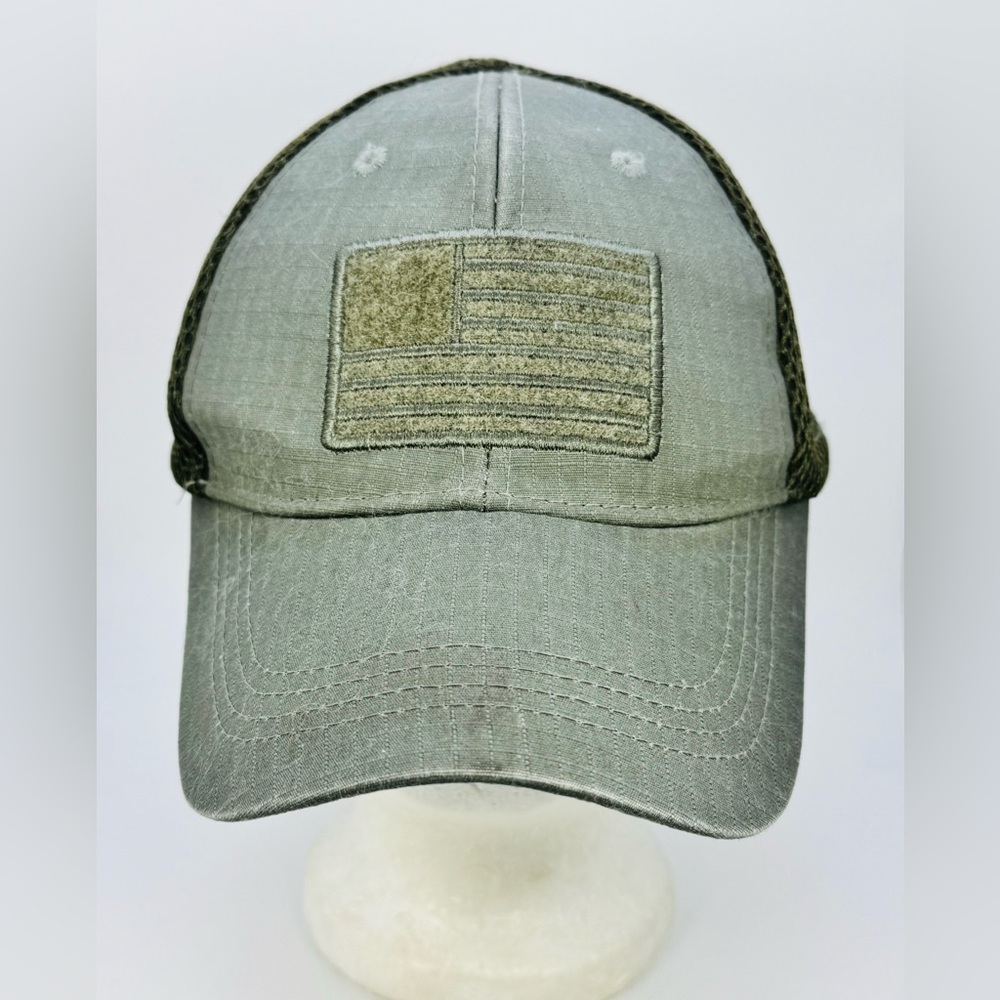 Highland Tactical American Flag Tactical Soft Mesh Flex Fit Hat Olive One Size
